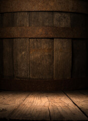 Selected focus empty brown wooden table and wall texture or old black brick wall blur background image. for your photomontage or product display