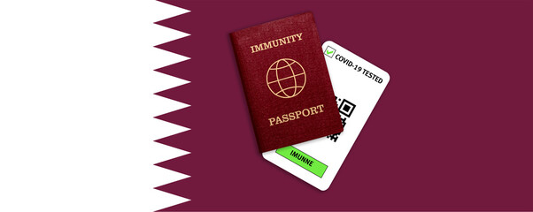 Immunity passport and test result for COVID-19 on flag of Qatar