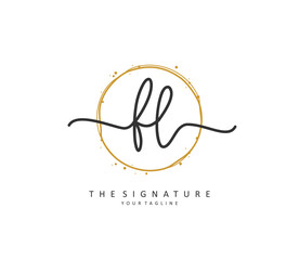 FL Initial letter handwriting and signature logo. A concept handwriting initial logo with template element.