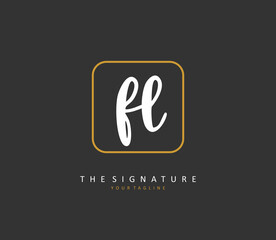FL Initial letter handwriting and signature logo. A concept handwriting initial logo with template element.