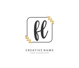 FL Initial letter handwriting and signature logo. A concept handwriting initial logo with template element.