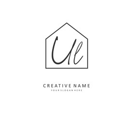 UL Initial letter handwriting and signature logo. A concept handwriting initial logo with template element.