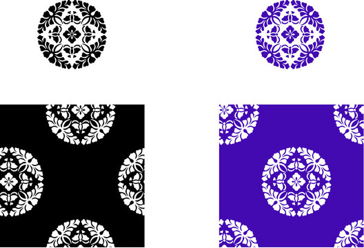 平安有職文様_八藤丸（やつふじのまる）04_タイル