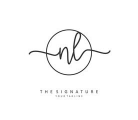 NL Initial letter handwriting and signature logo. A concept handwriting initial logo with template element.
