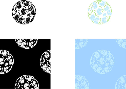 平安有職文様_瞿麦丸（なでしこのまる）03_タイル