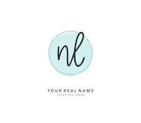 NL Initial letter handwriting and signature logo. A concept handwriting initial logo with template element.