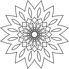 Simple Mandala Shape for Coloring. Vector Mandala. Floral. Flower. Oriental. Coloring Book Page. Outline.
