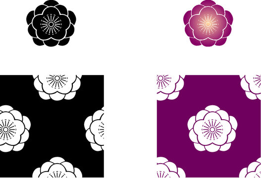 平安有職文様_八重梅丸（やえうめのまる）_タイル