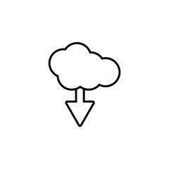 Cloud storage with arrow line icon cartoon flat isolated illustration on white background. Cloud download symbol design, logo, app. Upload data applications. For web, ui, ux, dev. Vector EPS 10