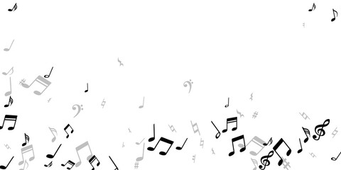 Musical notes flying vector wallpaper. Symphony