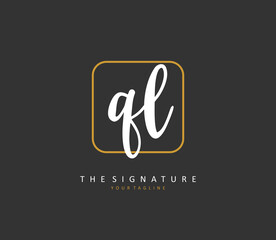 QL Initial letter handwriting and signature logo. A concept handwriting initial logo with template element.