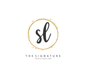 Fototapeta premium SL Initial letter handwriting and signature logo. A concept handwriting initial logo with template element.