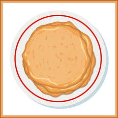 Stack of pancakes on a plate illustration isolated vector art, top view, pancake day, blin, bliny, British pancake