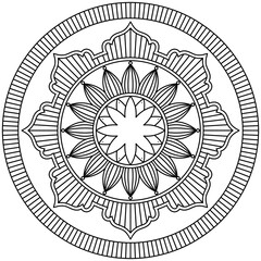 Simple Mandala Shape for Coloring. Vector Mandala. Floral. Flower. Oriental. Coloring Book Page. Outline.
