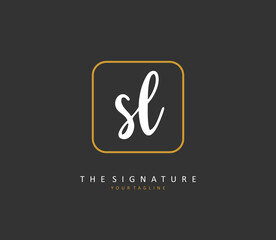 SL Initial letter handwriting and signature logo. A concept handwriting initial logo with template element.