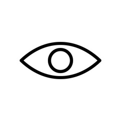 The black linear icon of eye without a pupil. Outline optic illustration . Pictogram for web page, mobile app, promo. Eyes logo template symbol UI UX GUI design element. Vector EPS 10