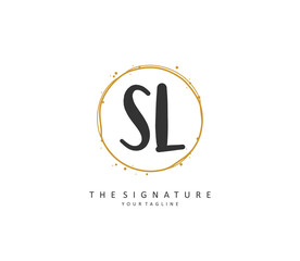 SL Initial letter handwriting and signature logo. A concept handwriting initial logo with template element.