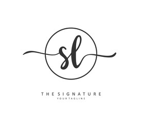 SL Initial letter handwriting and signature logo. A concept handwriting initial logo with template element.