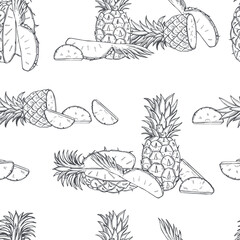 Pineapple. Vector  pattern