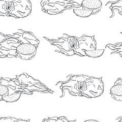 Pitahaya. Vector  pattern.