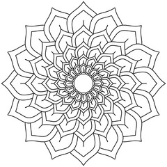 Simple Mandala Shape for Coloring. Vector Mandala. Floral. Flower. Oriental. Coloring Book Page. Outline.
