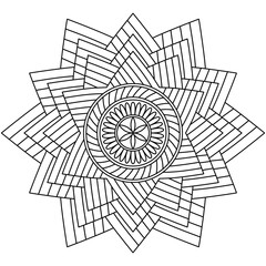 Obraz premium Simple Mandala Shape for Coloring. Vector Mandala. Floral. Flower. Oriental. Coloring Book Page. Outline. 