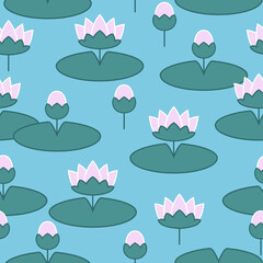 Floral seamless pattern with flowers water lilies. Vector illustration EPS10