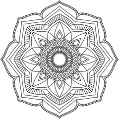 Simple Mandala Shape for Coloring. Vector Mandala. Floral. Flower. Oriental. Coloring Book Page. Outline.
