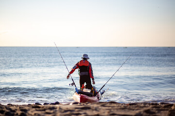 kayak fishing competition in the Mediterranean Sea - Marbella. Andalusia