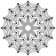 Simple Mandala Shape for Coloring. Vector Mandala. Floral. Flower. Oriental. Coloring Book Page. Outline.
