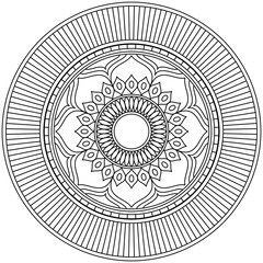 Simple Mandala Shape for Coloring. Vector Mandala. Floral. Flower. Oriental. Coloring Book Page. Outline.
