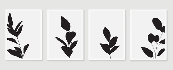 Leaf shadows background vector. Abstract botanical prints . Wall arts design with Eucalyptus leaves and botanical branch. Vector illustration.