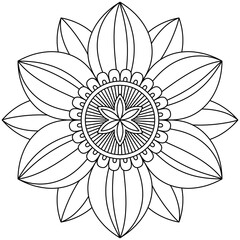 Simple Mandala Shape for Coloring. Vector Mandala. Floral. Flower. Oriental. Coloring Book Page. Outline.
