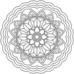 Simple Mandala Shape for Coloring. Vector Mandala. Floral. Flower. Oriental. Coloring Book Page. Outline.
