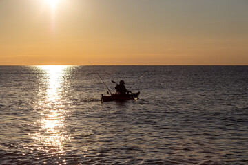 Obraz premium kayak fishing competition in the Mediterranean Sea - Marbella. Andalusia