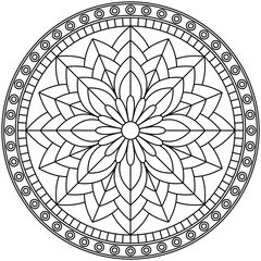 Simple Mandala Shape for Coloring. Vector Mandala. Floral. Flower. Oriental. Coloring Book Page. Outline.
