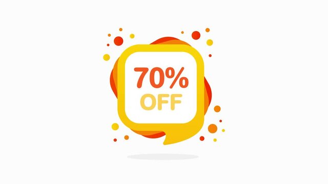 Sale big discount icons. Special offer price signs of yellow and orange colors. Black Friday. 70 percent OFF reduction symbols. Motion graphic.