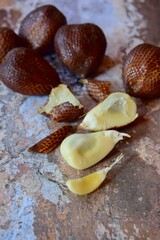 Salak fruit, Salacca zalacca, species of palm tree fruit native to Java and Sumatra in Indonesia