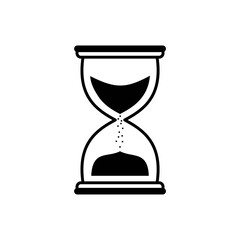 Hourglass linear icon in black. Flat sand clock or hour glass sign. Isolated on white background. Time, timer, countdown concept. Wait illustration. Design for mobile, web, app, ui, ux. Vector EPS 10