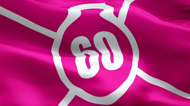 Code 60 racer flag. 3d Racing flag waving means No overtaking, slow down to 60 km. Sign of racer Background seamless loop animation. Racing flag HD resolution Background. Code 60 flag Closeup 1080p Fu