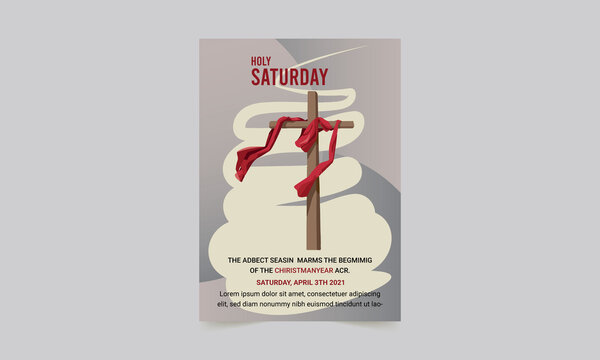 Holy Saturday rainbow religious template poster, flyer, invitation card. Holy Bible, the crown of thorns and lilies. vector illustration