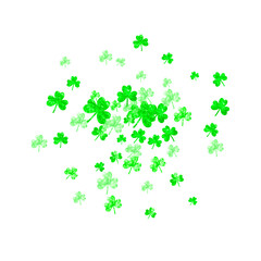 Saint patricks day background with shamrock. Lucky trefoil confetti. Glitter frame of clover leaves. Template for flyer, special business offer, promo. Dublin saint patricks day backdrop.