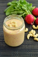 Healthy mango radish smoothie drink for breakfast in a glass