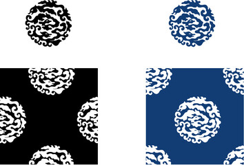 平安有職文様_瑞雲鳳凰丸（ずいうんほうおうのまる）_タイル