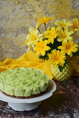 Raw no-bake organic avocado lime cheesecake