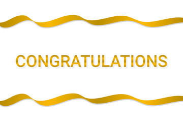 Congratulations Banner With Ribbon And Golden Confetti. Vector