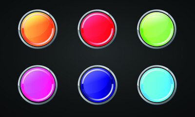 Game Buttons. Set of buttons for gaming interfaces. Vector GUI elements for GUI in the mobile or casual video games.