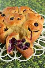 Homemade blueberry cinnamon rolls . Summer baking idea