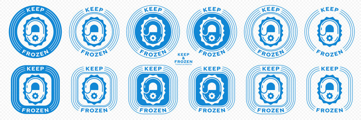 Concept for product packaging. Marking - keep frozen and frozen product. The icon of the lock closing the ice is a symbol of the storage of frozen products. Vector set.