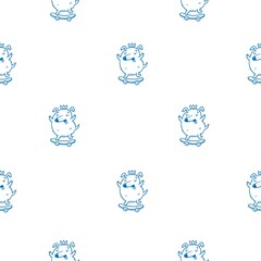 Seamless pattern with cute cartoon puppies on skateboards on  white background. Vector wallpaper with doodle dogs. Funny animal print.